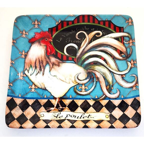 PLATES-SALAD/LUNCH/BUFFET-CERTIFIED INT'L-French Barnyard-Roosters-Colorful - Picture 9 of 13